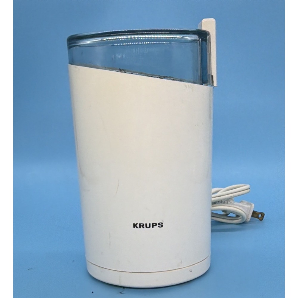 Vintage KRUPS Type 203 White Electric Coffee Grinder Fast Touch Spice Mill Works